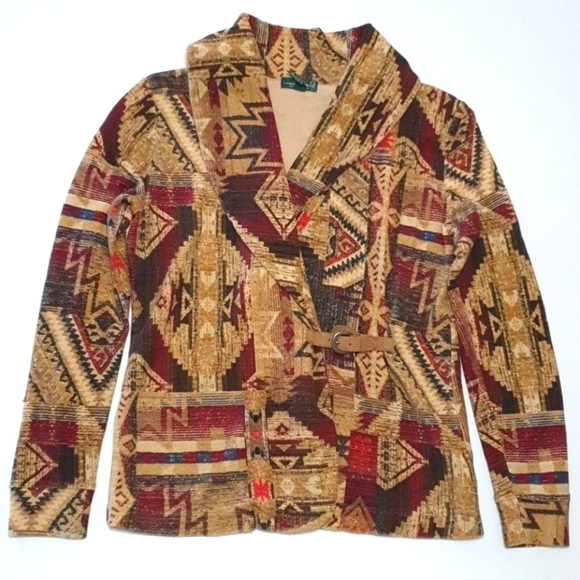 Ralph Lauren Aztec Print Cowl Neck Cotton Jacket - Picture 3 of 9